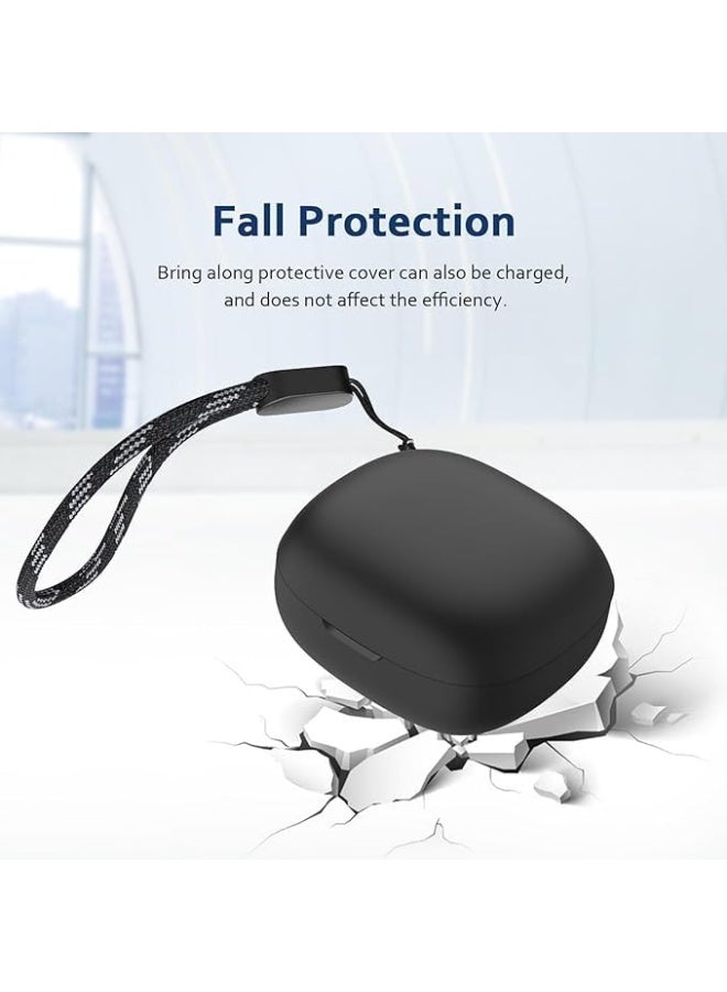 Fekra Silicone Case Cover for Anker Soundcore R50i / P20i / P25i – Portable Protective Sleeve with Keychain- Black - Image 2